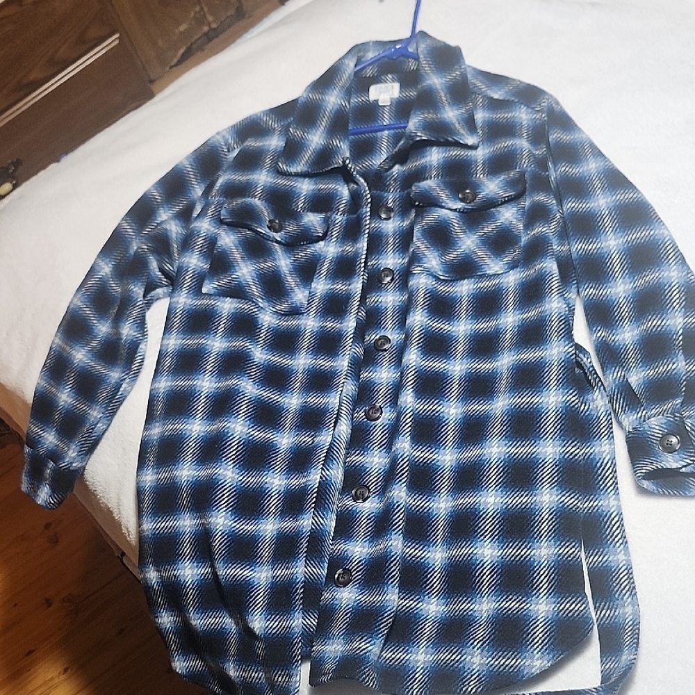 Time and Tru Blue Plaid Jacket